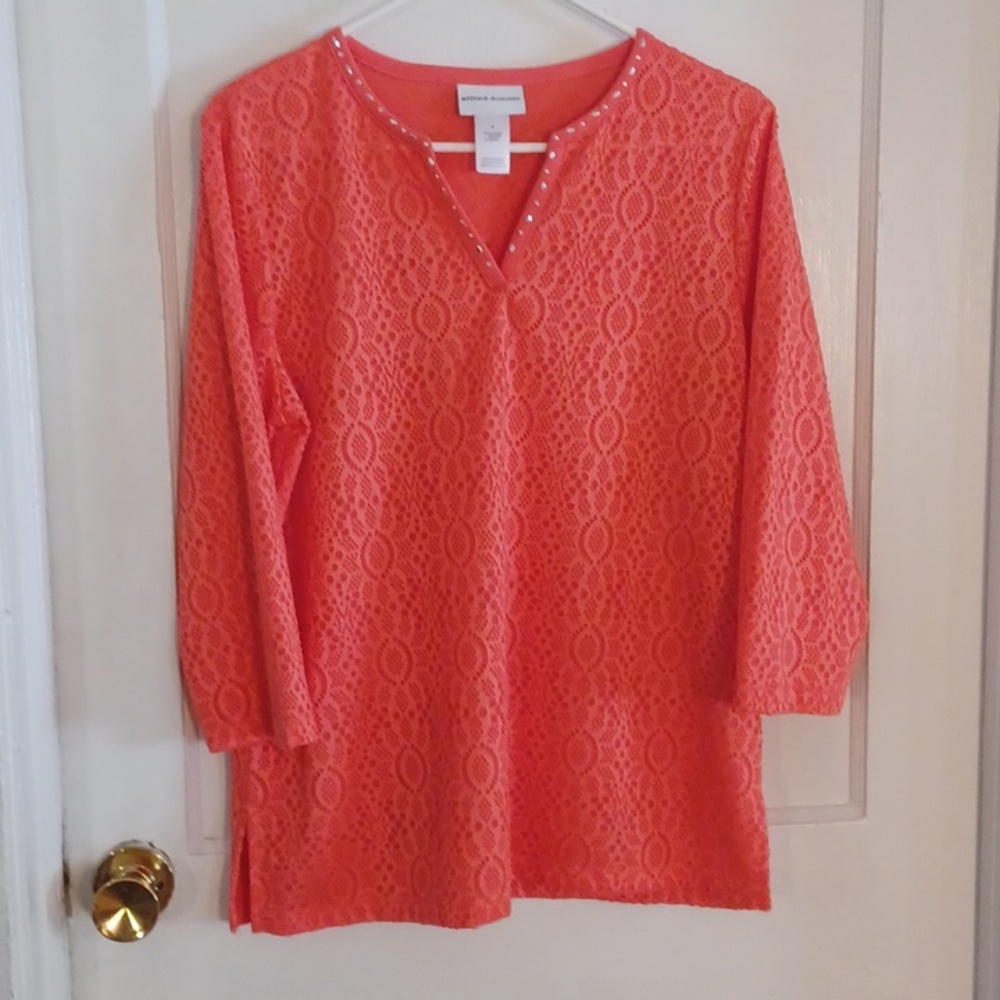 Alfred Dunner women's top size small long sleeve orange color